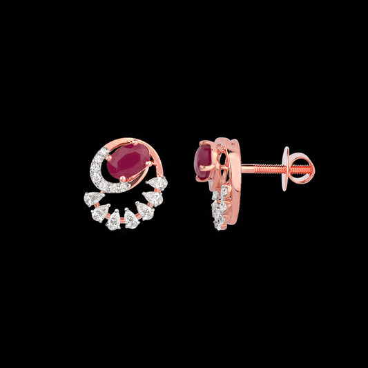 18K Rose Gold Diamond Earrings - 0.47ct VVS-EF with Colour Stones