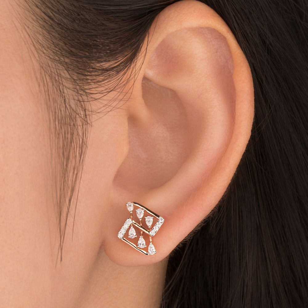 18K Rose Gold Diamond Earrings - 0.4ct VVS-EF