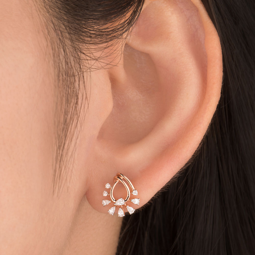 18K Rose Gold Diamond Earrings - 0.27ct VVS-EF