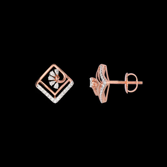 18K Rose Gold Diamond Earrings - 0.34ct VVS-EF