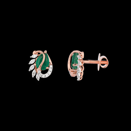 18K Rose Gold Diamond Earrings - 0.28ct VVS-EF with Colour Stones