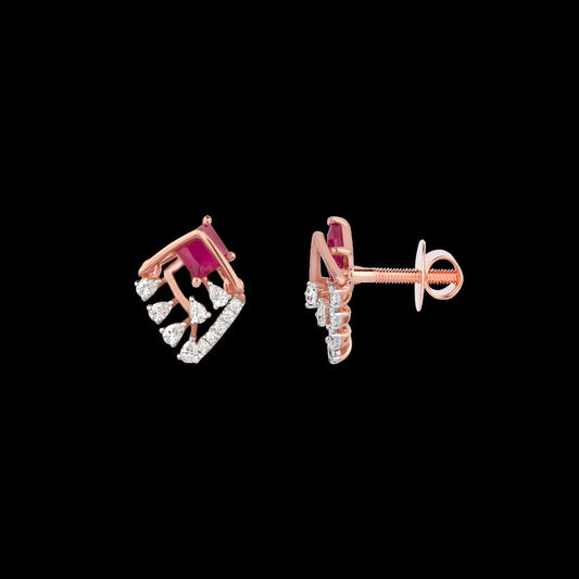 18K Rose Gold Diamond Earrings - 0.31ct VVS-EF with Colour Stones