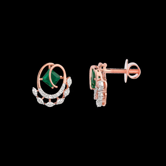 18K Rose Gold Diamond Earrings - 0.3ct VVS-EF with Colour Stones