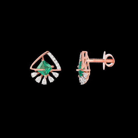 18K Rose Gold Diamond Earrings - 0.28ct VVS-EF with Colour Stones