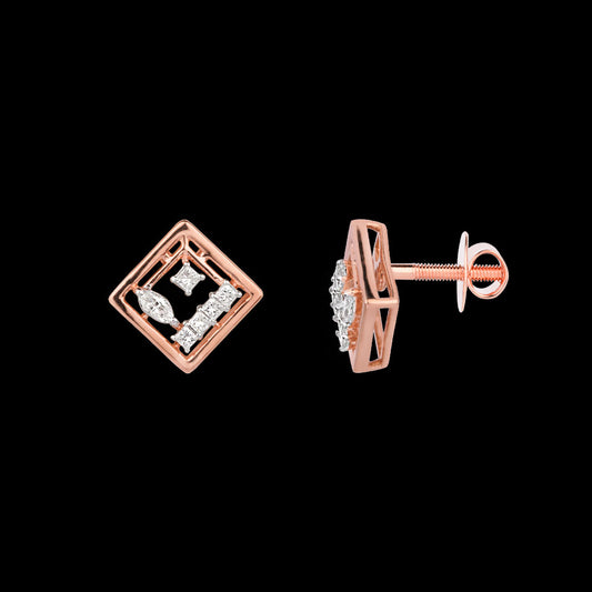 18K Rose Gold Diamond Earrings - 0.2ct VVS-EF