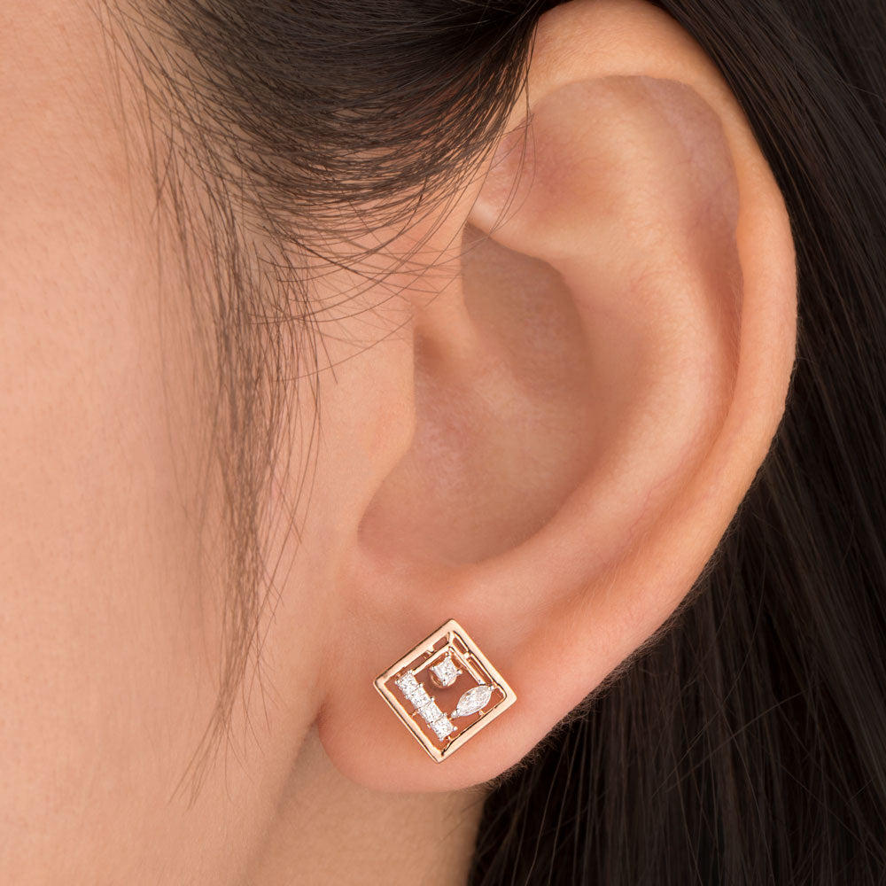 18K Rose Gold Diamond Earrings - 0.2ct VVS-EF