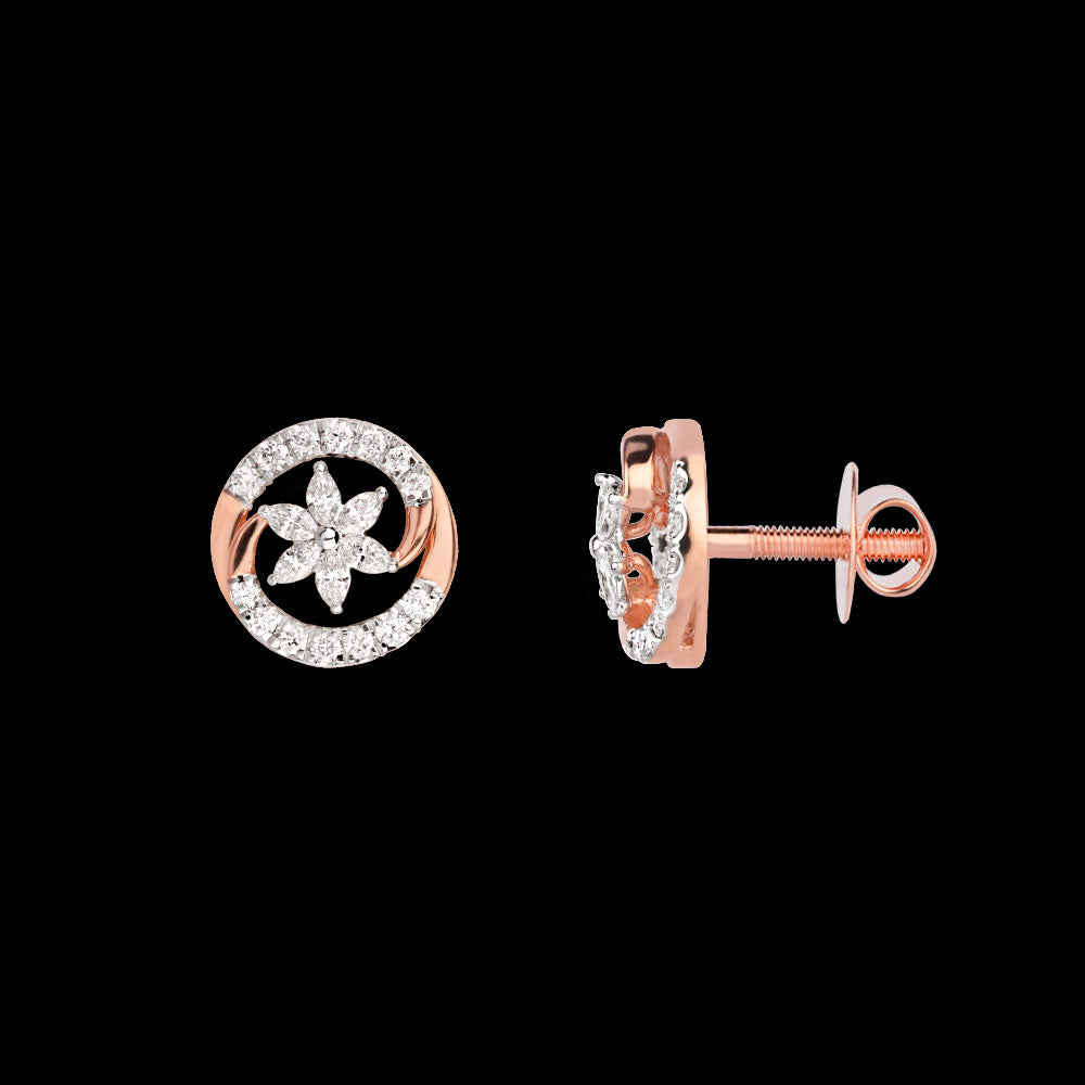 18K Rose Gold Diamond Earrings - 0.41ct VVS-EF