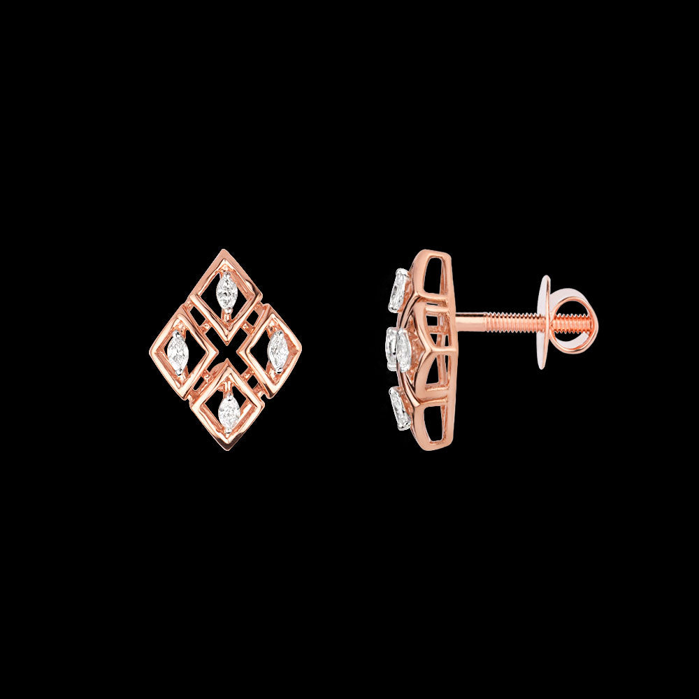 18K Rose Gold Diamond Earrings - 0.15ct VVS-EF