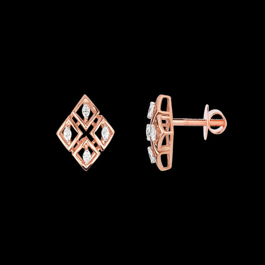 18K Rose Gold Diamond Earrings - 0.15ct VVS-EF