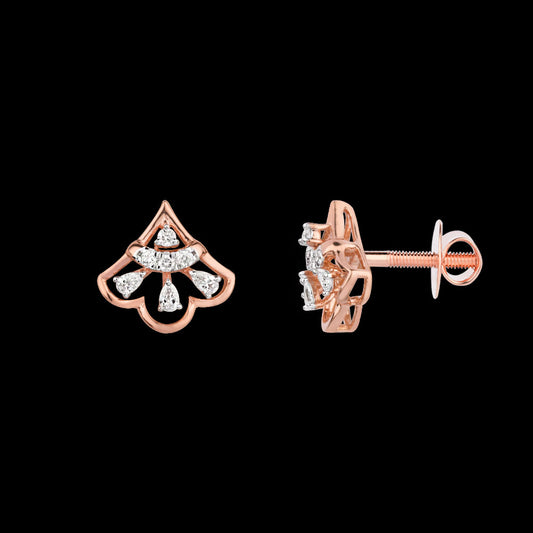 18K Rose Gold Diamond Earrings - 0.18ct VVS-EF