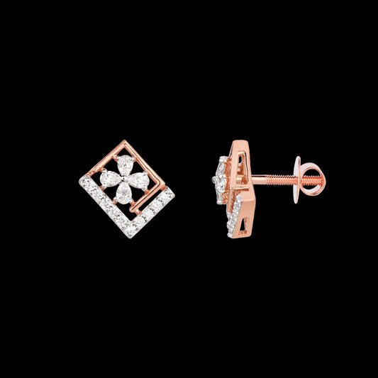 18K Rose Gold Diamond Earrings - 0.47ct VVS-EF