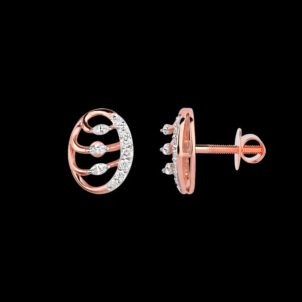 18K Rose Gold Diamond Earrings - 0.25ct VVS-EF