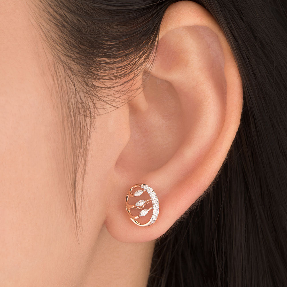 18K Rose Gold Diamond Earrings - 0.25ct VVS-EF
