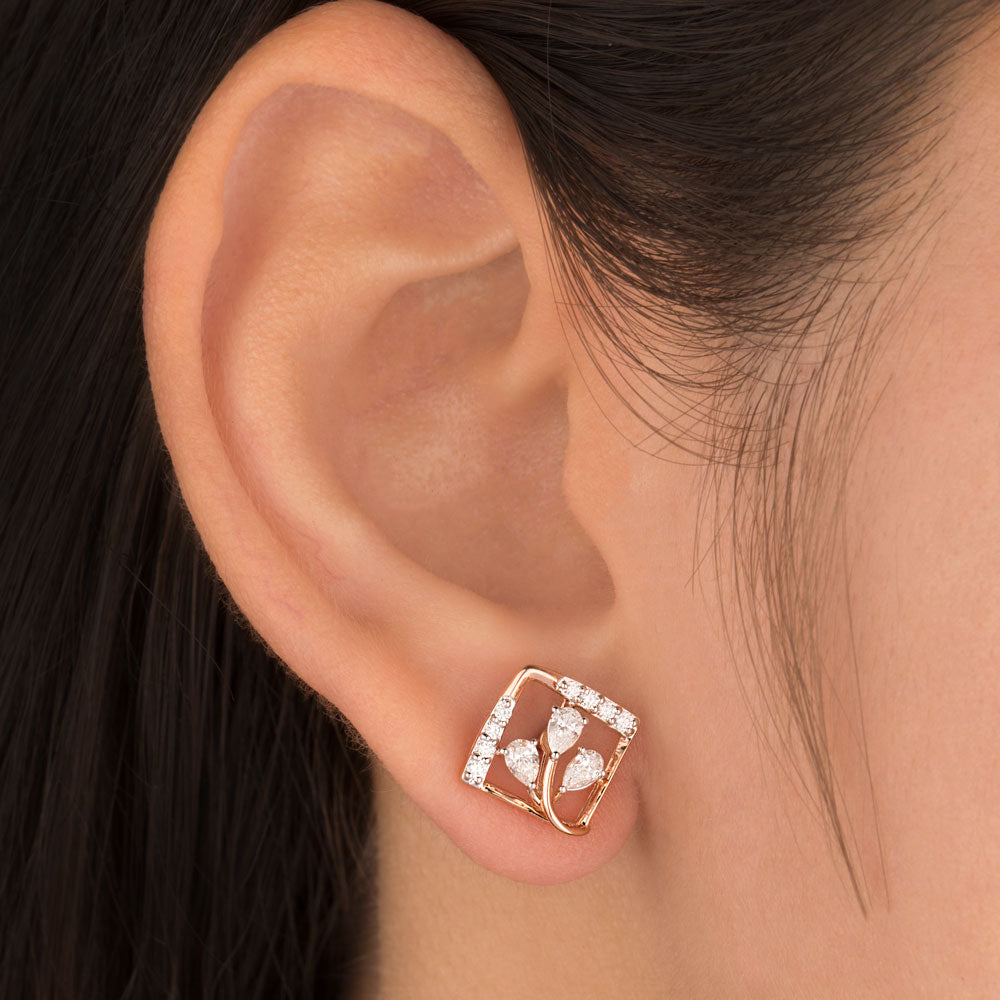 18K Rose Gold Diamond Earrings - 0.57ct VVS-EF