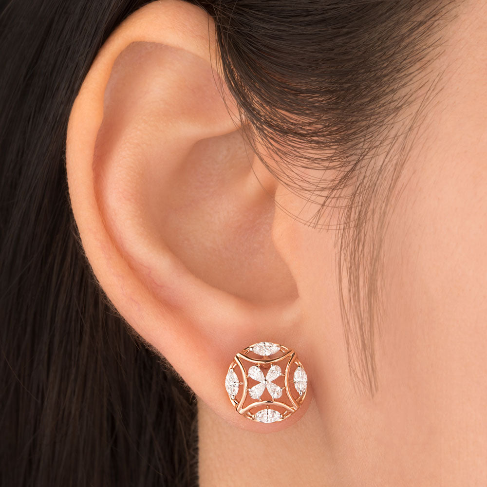 18K Rose Gold Diamond Earrings - 0.63ct VVS-EF