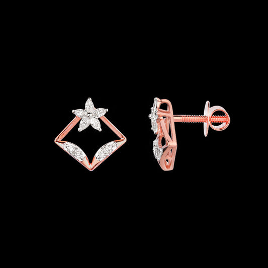 18K Rose Gold Diamond Earrings - 0.3ct VVS-EF