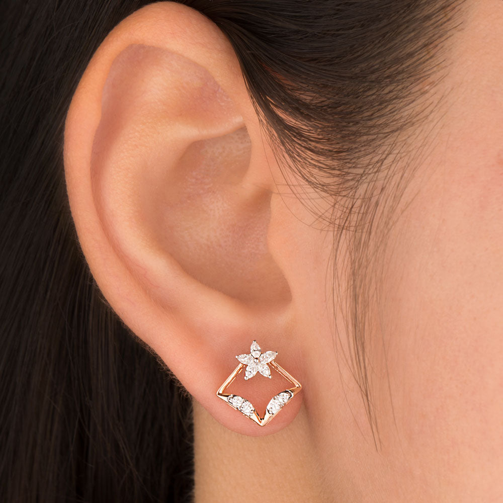 18K Rose Gold Diamond Earrings - 0.3ct VVS-EF