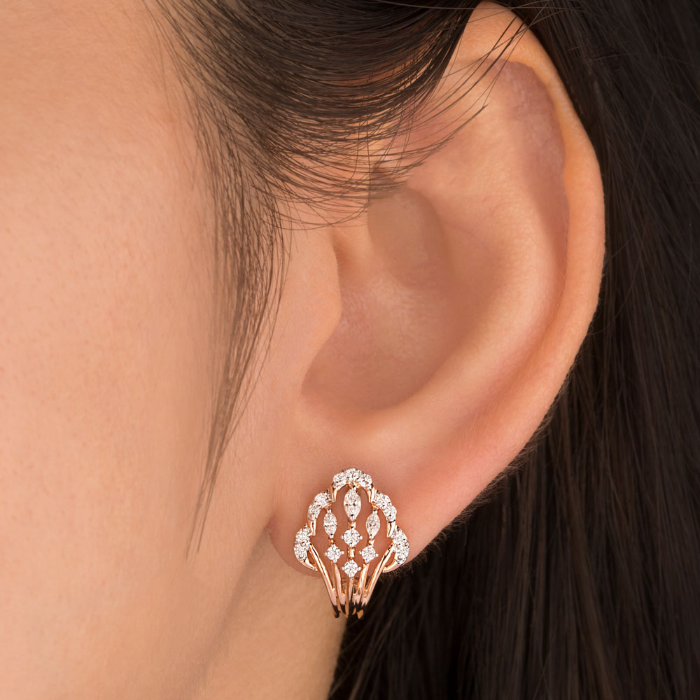 18K Rose Gold Diamond Earrings - 0.46ct VVS-EF