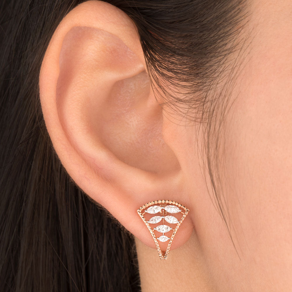 18K Rose Gold Diamond Earrings - 0.49ct VVS-EF