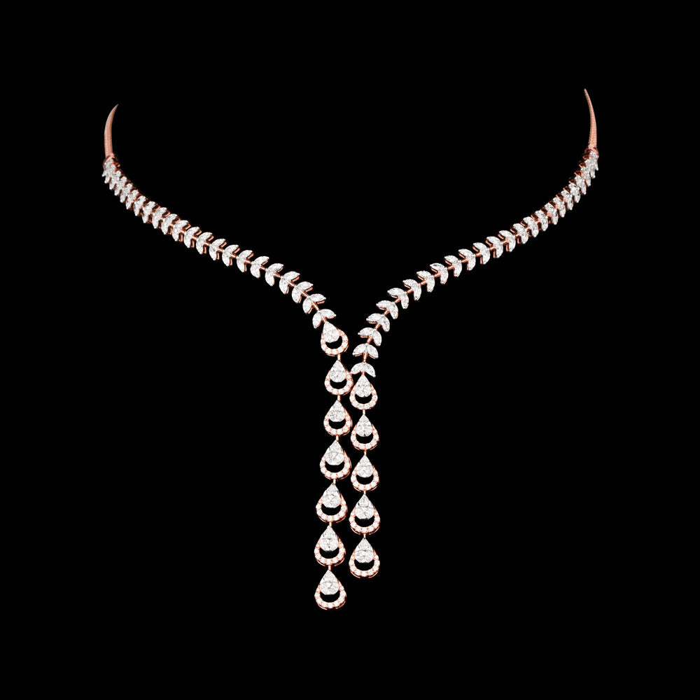 18K Rose Gold Diamond Necklace - 4.99ct VVS-EF