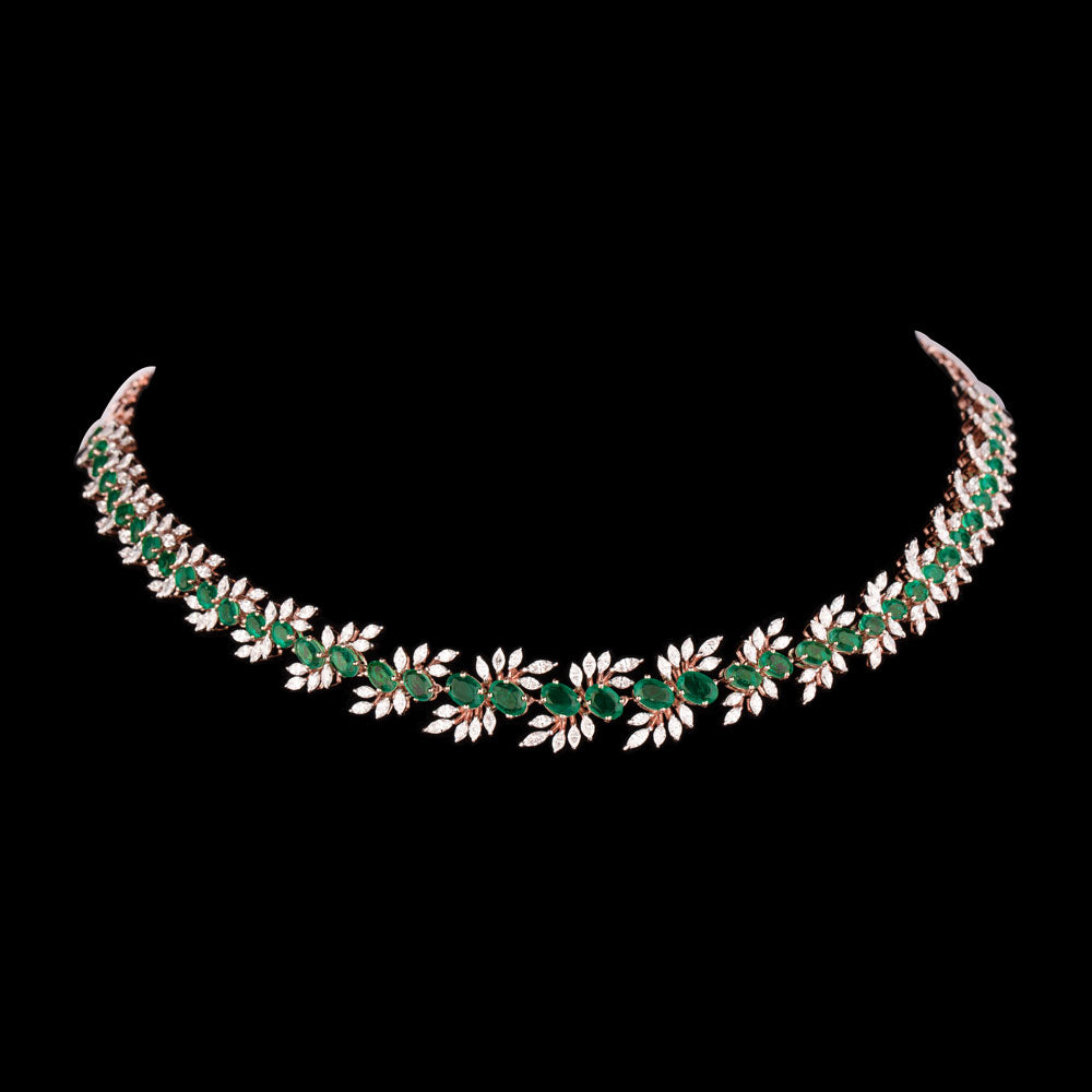 18K Rose Gold Diamond Necklace - 6.08ct VVS-EF with Colour Stones