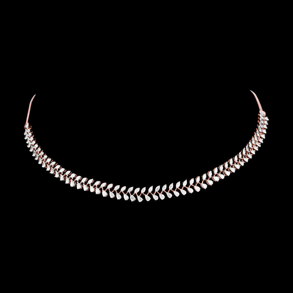 18K Rose Gold Diamond Necklace - 4.72ct VVS-EF