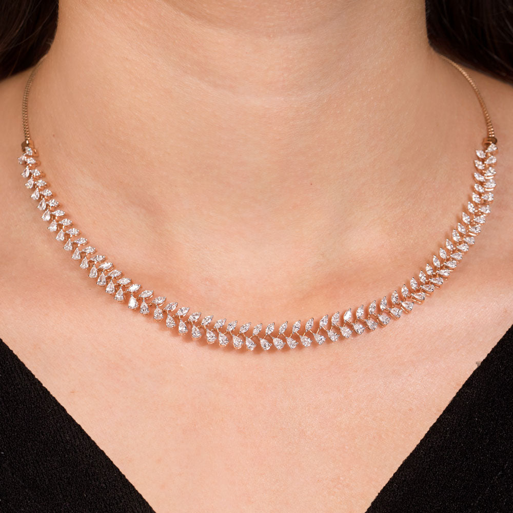 18K Rose Gold Diamond Necklace - 4.72ct VVS-EF