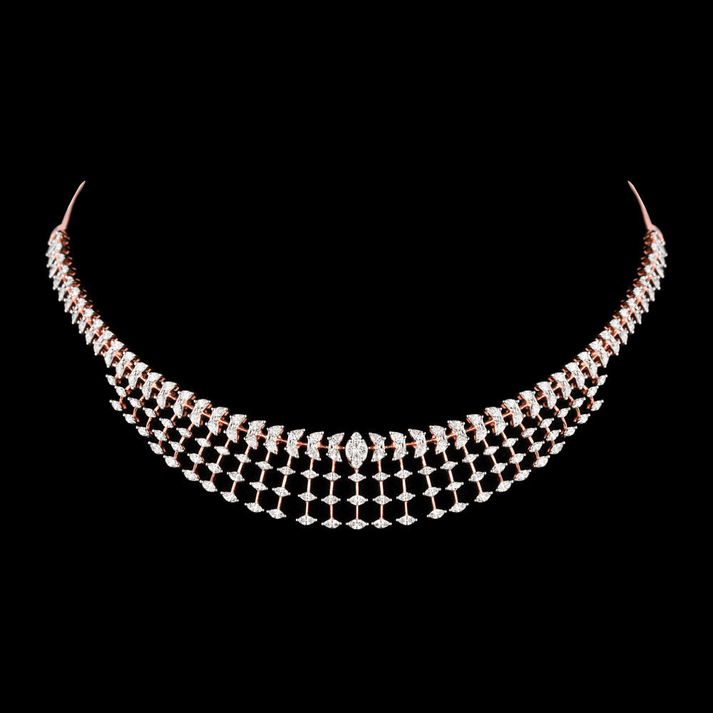 18K Rose Gold Diamond Necklace - 4.69ct VVS-EF