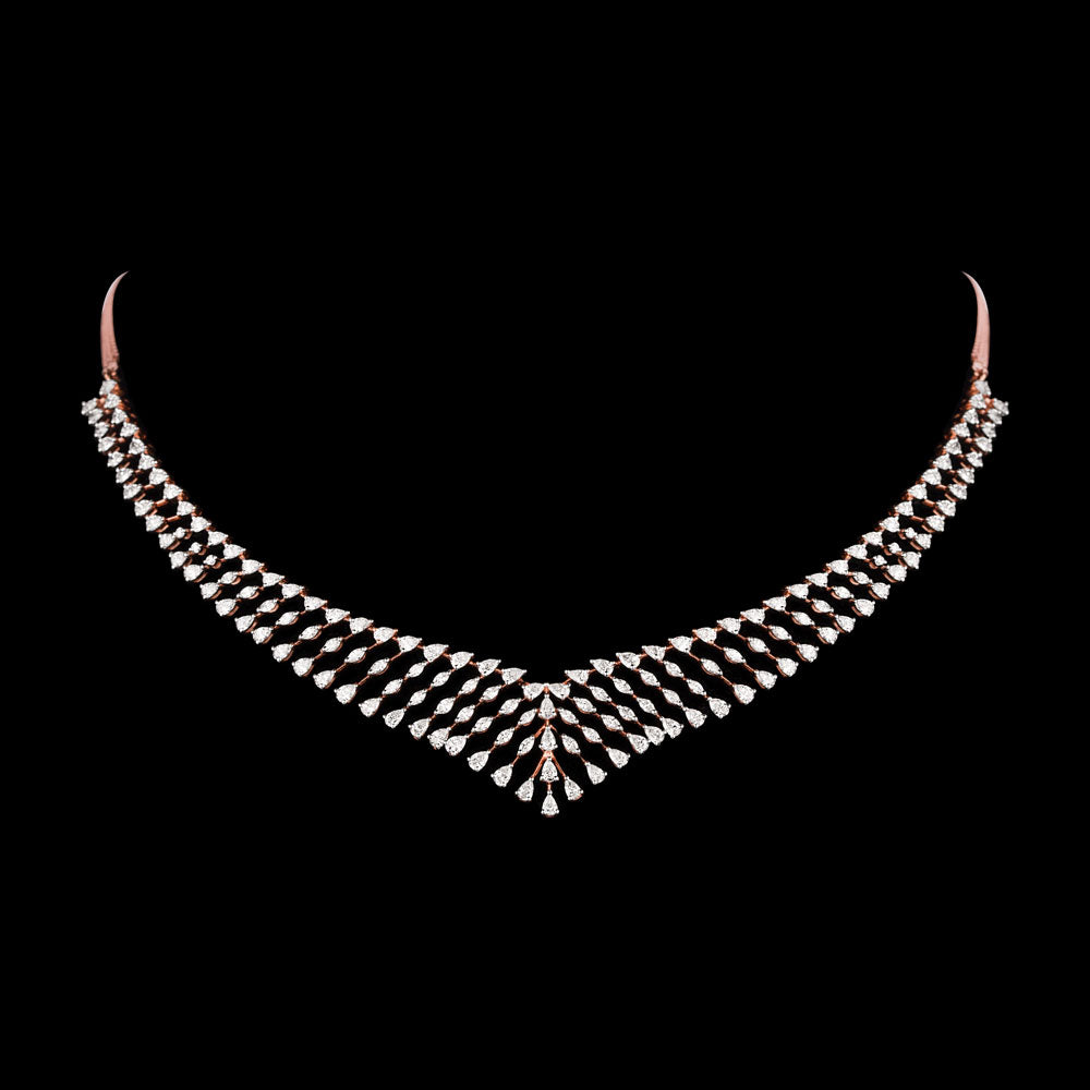 18K Rose Gold Diamond Necklace - 5.49ct VVS-EF