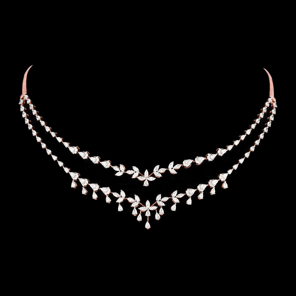 18K Rose Gold Diamond Necklace - 5.72ct VVS-EF