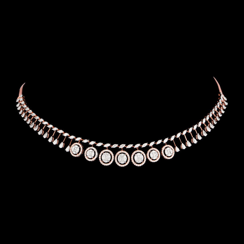 18K Rose Gold Diamond Necklace - 5.25ct VVS-EF