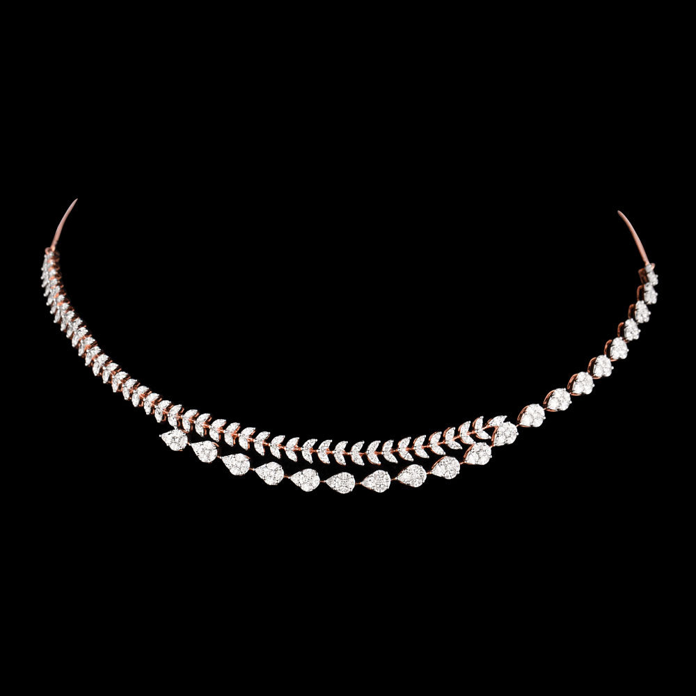 18K Rose Gold Diamond Necklace - 4.88ct VVS-EF