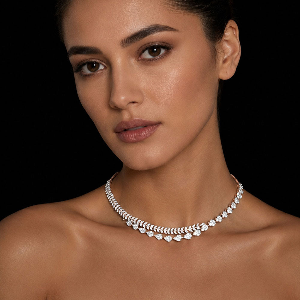18K Rose Gold Diamond Necklace - 4.88ct VVS-EF
