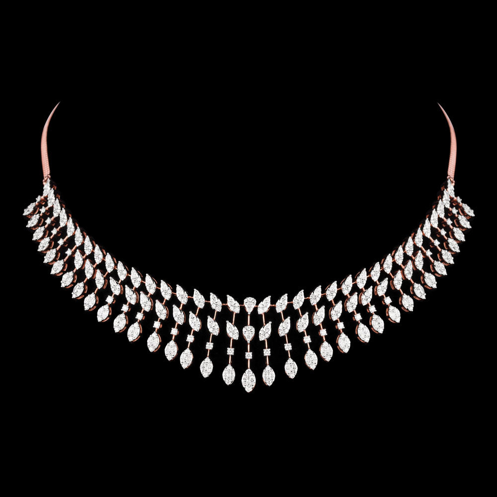 18K Rose Gold Diamond Necklace - 6.25ct VVS-EF