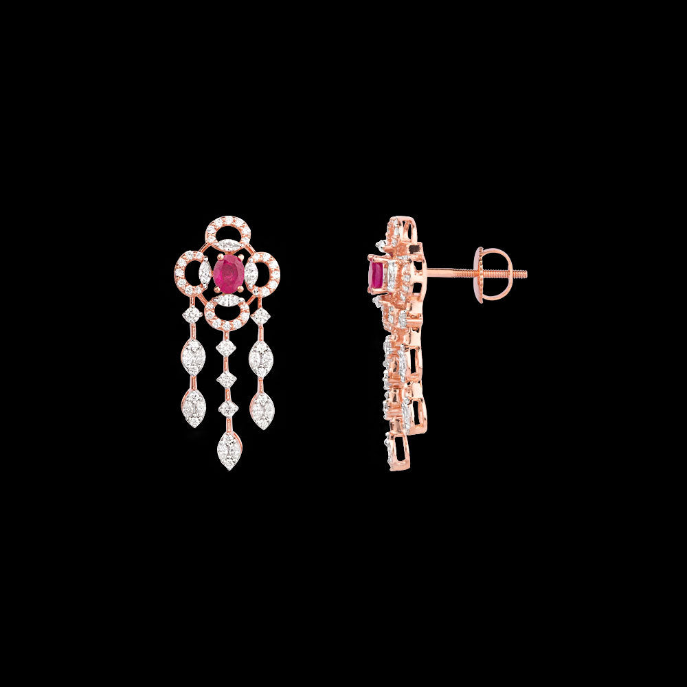 18K Rose Gold Diamond Jewellery - 1.53ct VVS-EF with Colour Stones