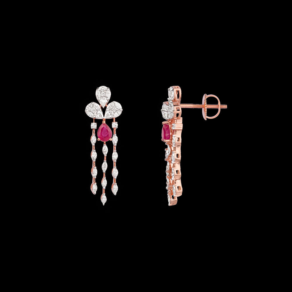 18K Rose Gold Diamond Jewellery - 1.33ct VVS-EF with Colour Stones