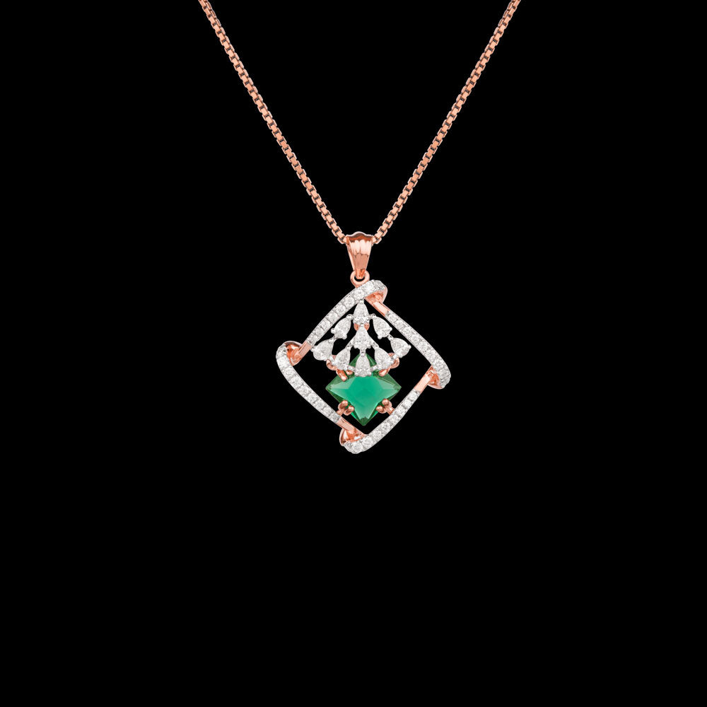 18K Rose Gold Diamond Pendant - 0.42ct VVS-EF with Colour Stones