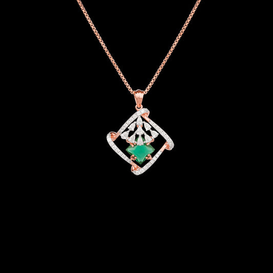 18K Rose Gold Diamond Pendant - 0.42ct VVS-EF with Colour Stones