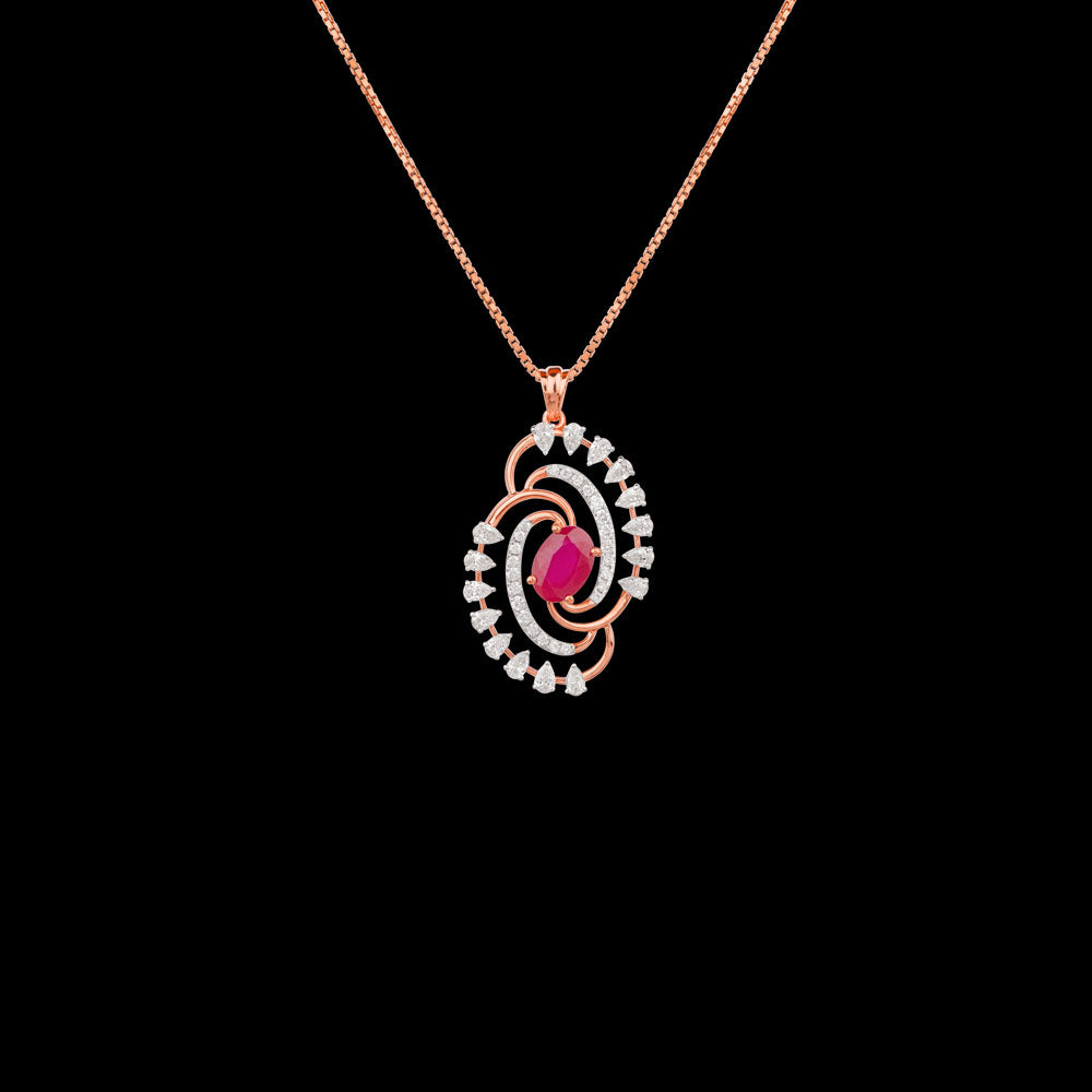 18K Rose Gold Diamond Pendant - 0.5ct VVS-EF with Colour Stones