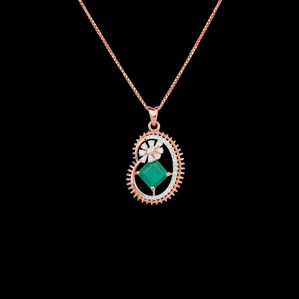 18K Rose Gold Diamond Pendant - 0.33ct VVS-EF with Colour Stones