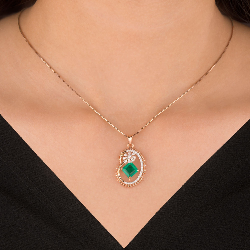 18K Rose Gold Diamond Pendant - 0.33ct VVS-EF with Colour Stones