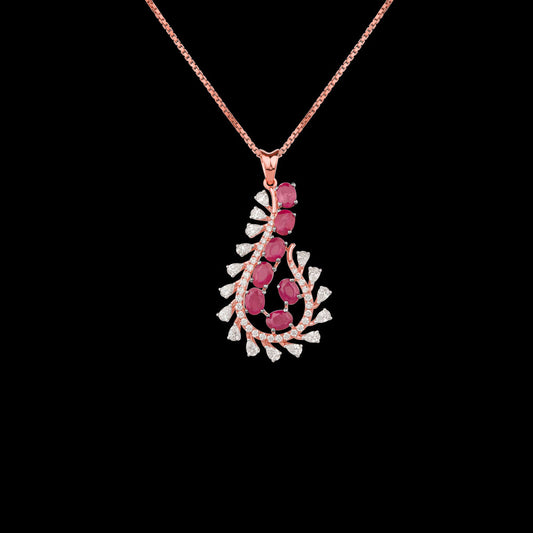 18K Rose Gold Diamond Pendant - 0.71ct VVS-EF with Colour Stones