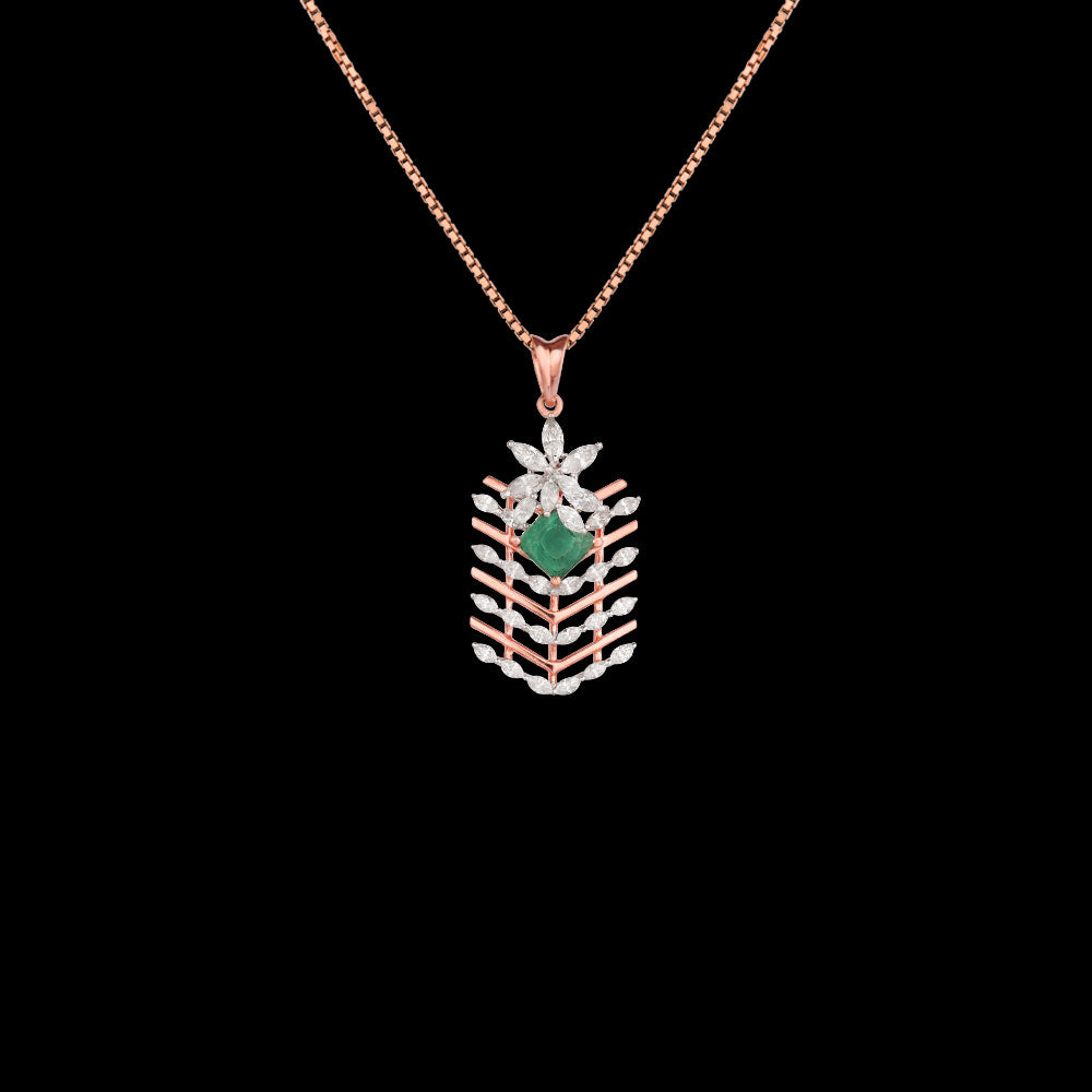 18K Rose Gold Diamond Pendant - 0.74ct VVS-EF with Colour Stones