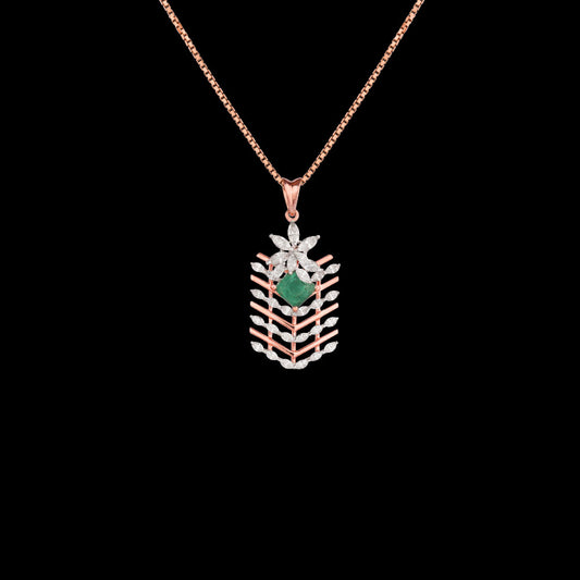 18K Rose Gold Diamond Pendant - 0.74ct VVS-EF with Colour Stones