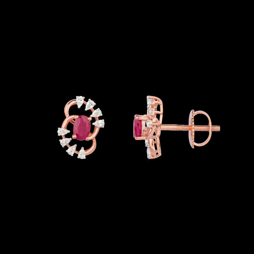 18K Rose Gold Diamond Jewellery - 0.47ct VVS-EF with Colour Stones