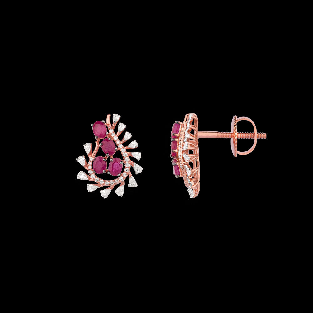 18K Rose Gold Diamond Jewellery - 0.78ct VVS-EF with Colour Stones