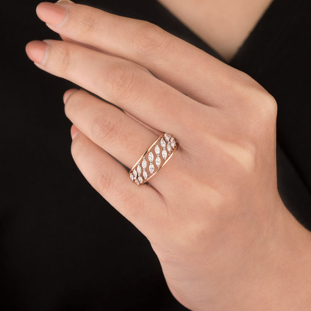 18K Rose Gold Diamond Ring - 0.73ct VVS-EF