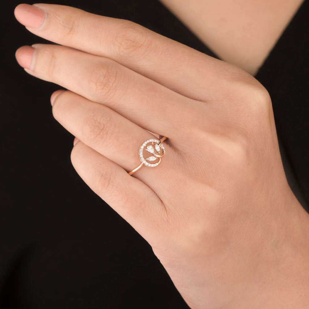 18K Rose Gold Diamond Ring - 0.15ct VVS-EF