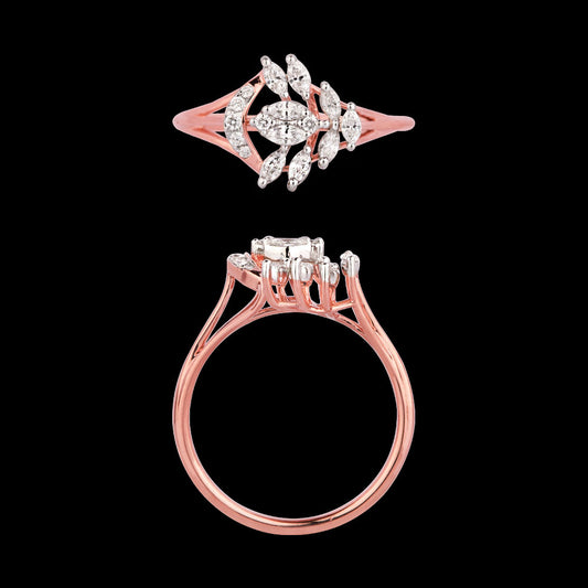 18K Rose Gold Diamond Ring - 0.3ct VVS-EF