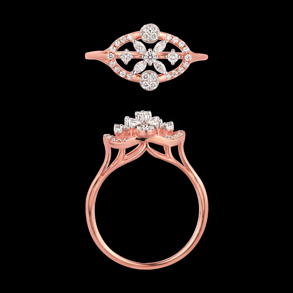 18K Rose Gold Diamond Ring - 0.3ct VVS-EF